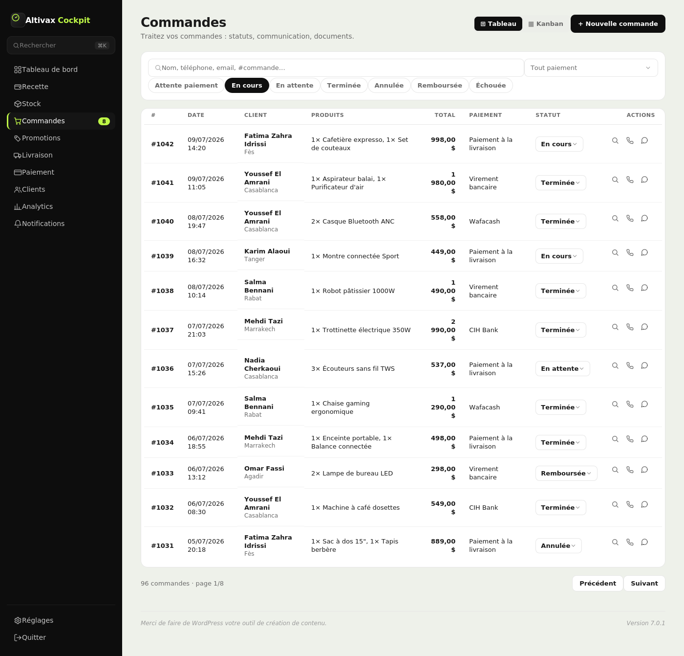 Module Commandes